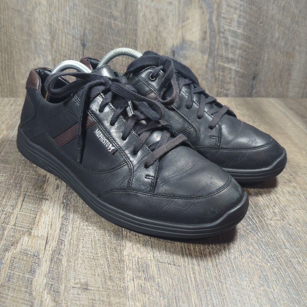 Men's MEPHISTO Frank Gowing Black Leather Polo Lace Up Sneakers Size US 8.5